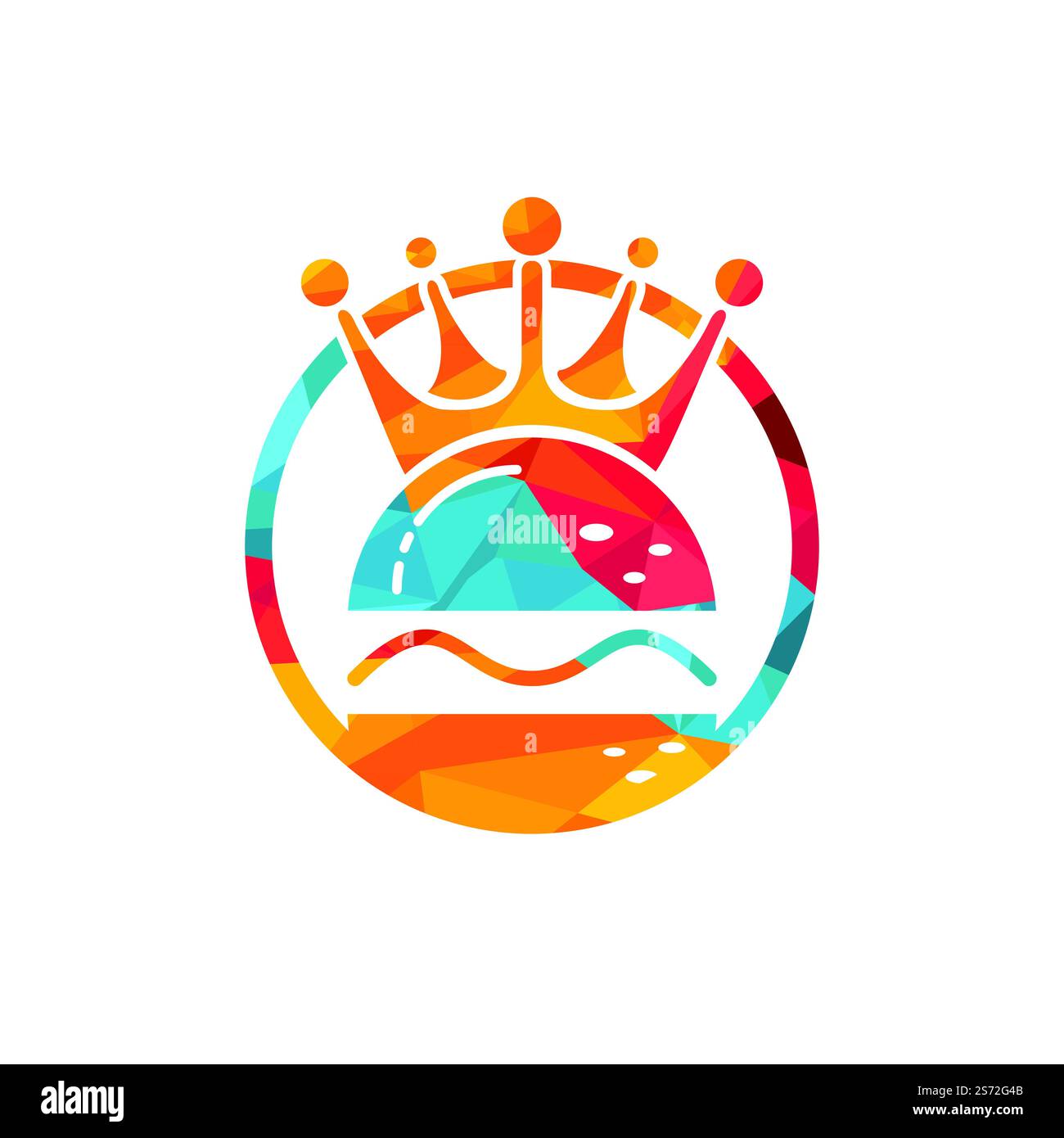 Logo Burger King Vector. Concept de Burger avec logo représentant une couronne. Illustration de Vecteur