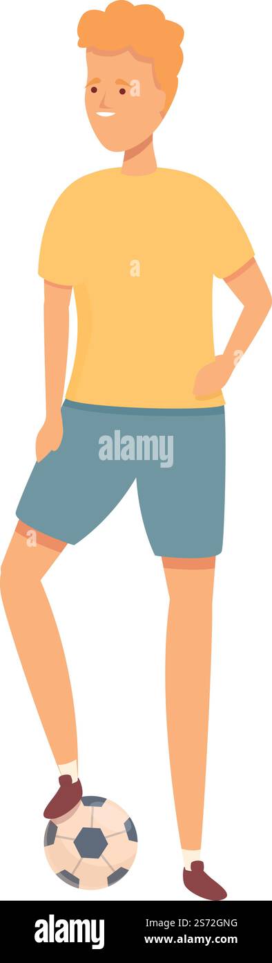 Vecteur de dessin animé d'icône d'enfant de football. École de sport. Enfant heureux. Vecteur de dessin animé d'icône d'enfant de football. École de sport Illustration de Vecteur