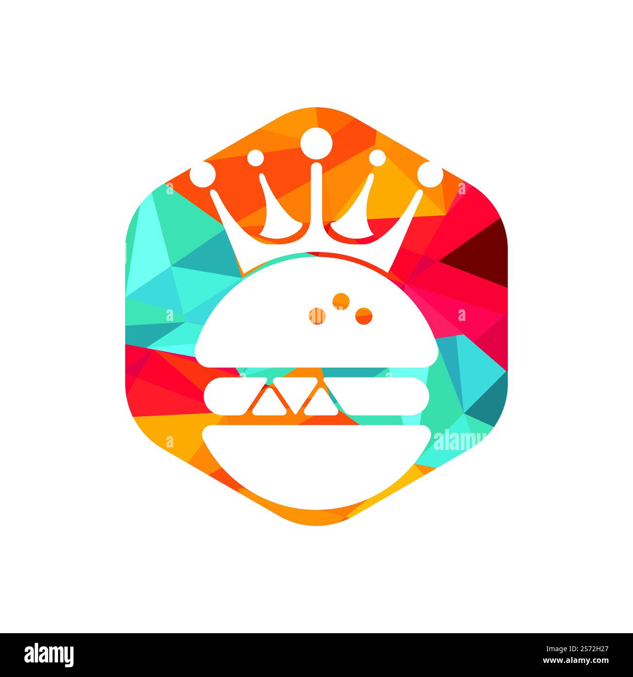Logo Burger King Vector. Concept de Burger avec logo représentant une couronne. Illustration de Vecteur