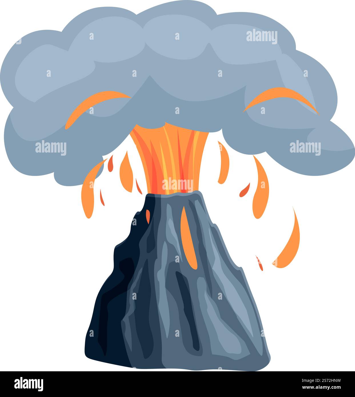 Vecteur de dessin animé d'icône de volcan de géologie. Éruption volcanique. Îlot de fumée. Vecteur de dessin animé d'icône de volcan de géologie. Éruption volcanique Illustration de Vecteur