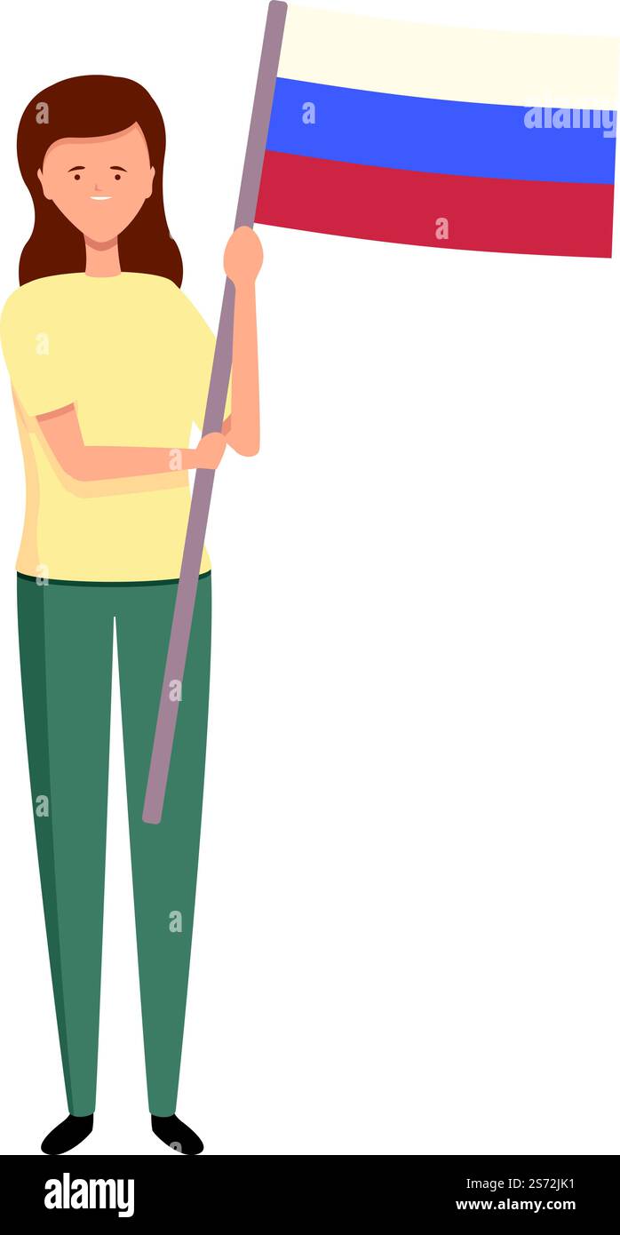 Fille avec vecteur de dessin animé d'icône de drapeau de la Russie. L'enfant du monde. Fille mignonne. Fille avec vecteur de dessin animé d'icône de drapeau de la Russie. L'enfant du monde Illustration de Vecteur