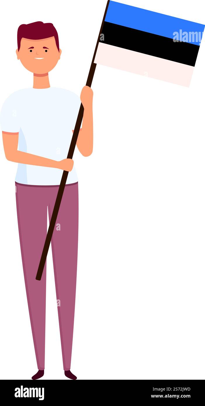 Garçon avec vecteur de dessin animé d'icône de drapeau d'Estonie. Le monde de l'enfant. Mignon garçon. Garçon avec vecteur de dessin animé d'icône de drapeau d'Estonie. Le monde de l'enfant Illustration de Vecteur