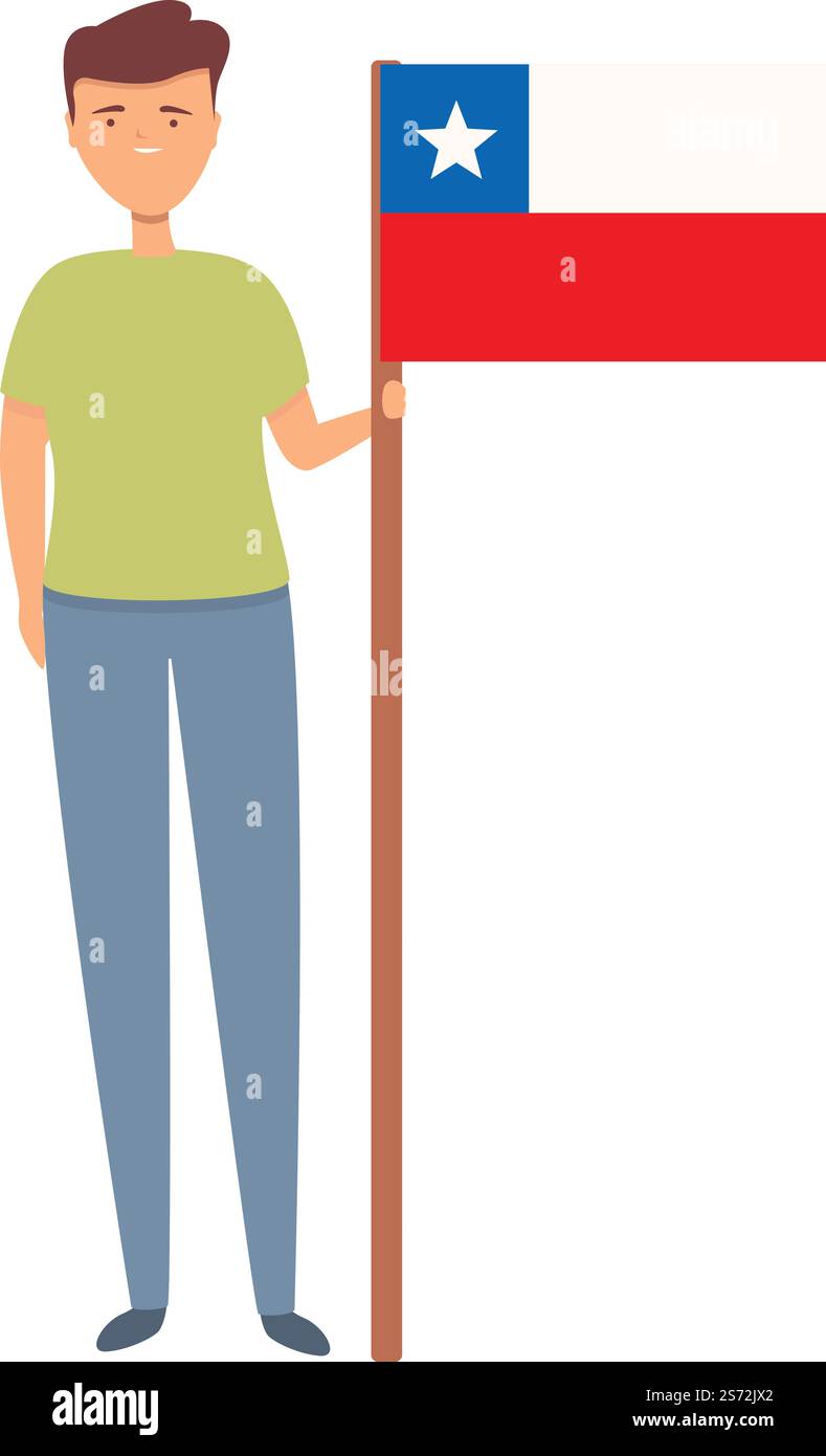 Garçon avec vecteur de dessin animé d'icône de drapeau du Chili. Enfant enfant. Les enfants du monde. Garçon avec vecteur de dessin animé d'icône de drapeau du Chili. Enfant enfant Illustration de Vecteur