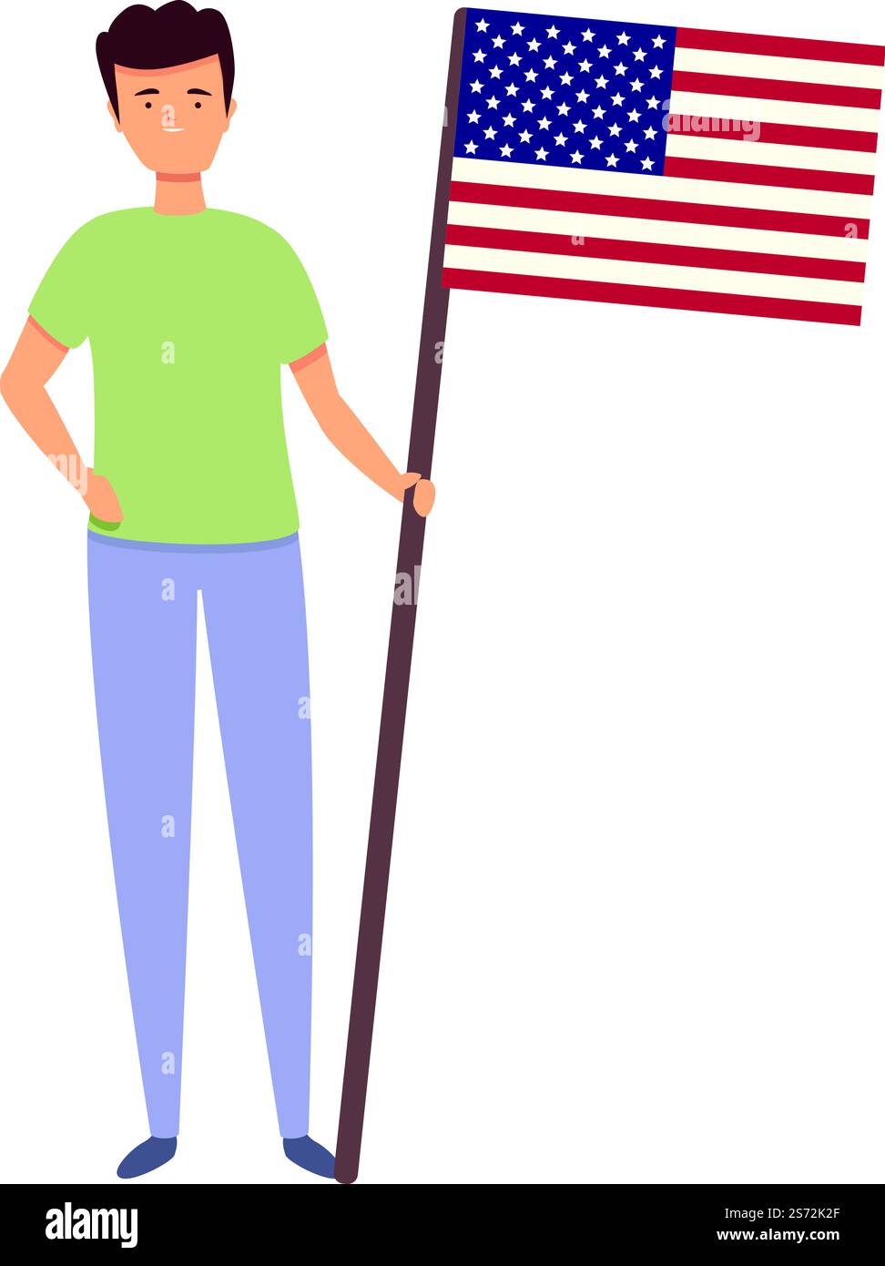 Garçon avec vecteur de dessin animé d'icône de drapeau des États-Unis. World Kid. Mignon garçon. Garçon avec vecteur de dessin animé d'icône de drapeau des États-Unis. World Kid Illustration de Vecteur