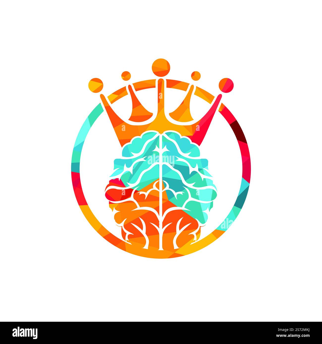 Logo Smart King Vector. Cerveau humain avec motif icône couronne. Illustration de Vecteur