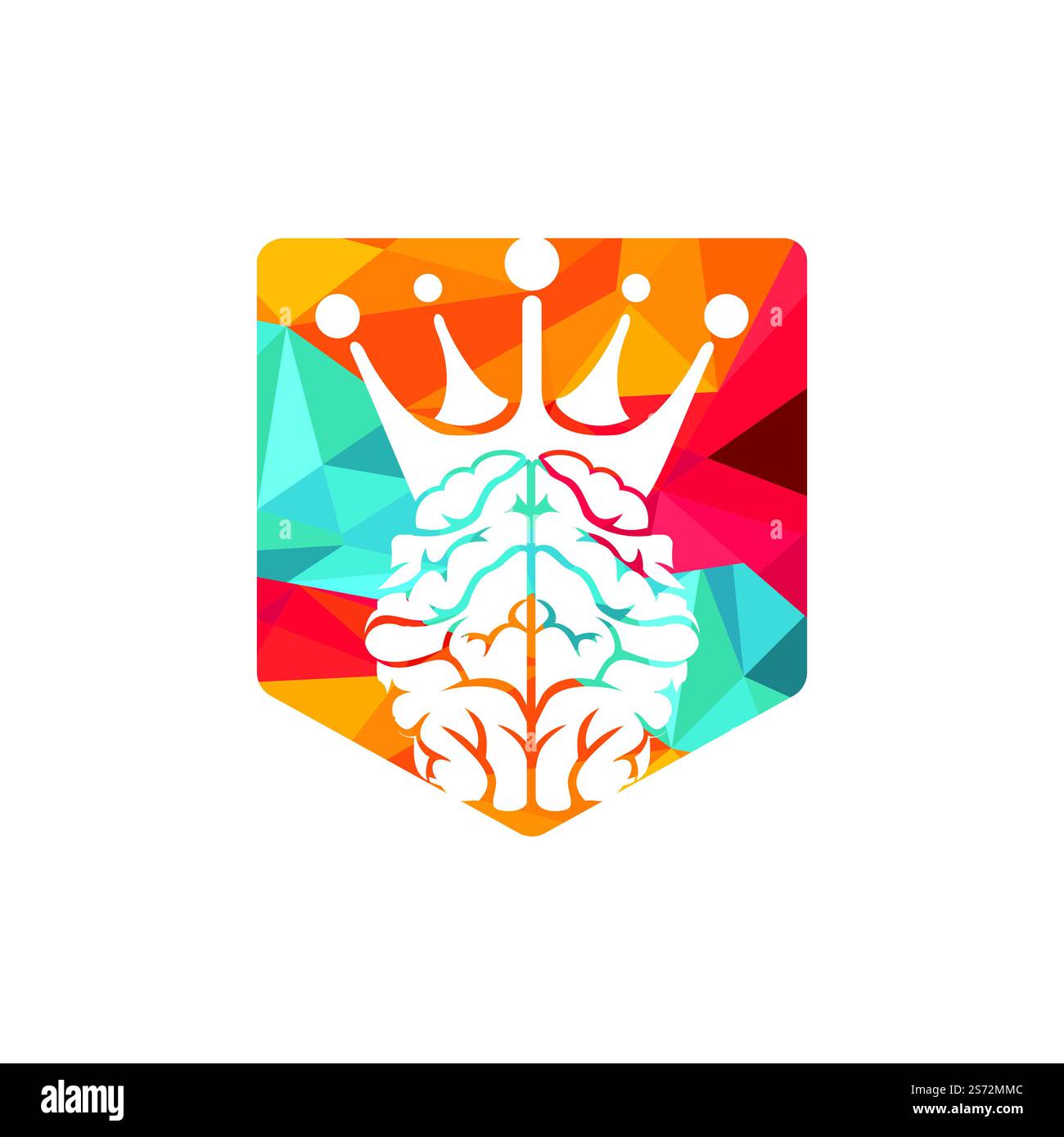 Logo Smart King Vector. Cerveau humain avec motif icône couronne. Illustration de Vecteur
