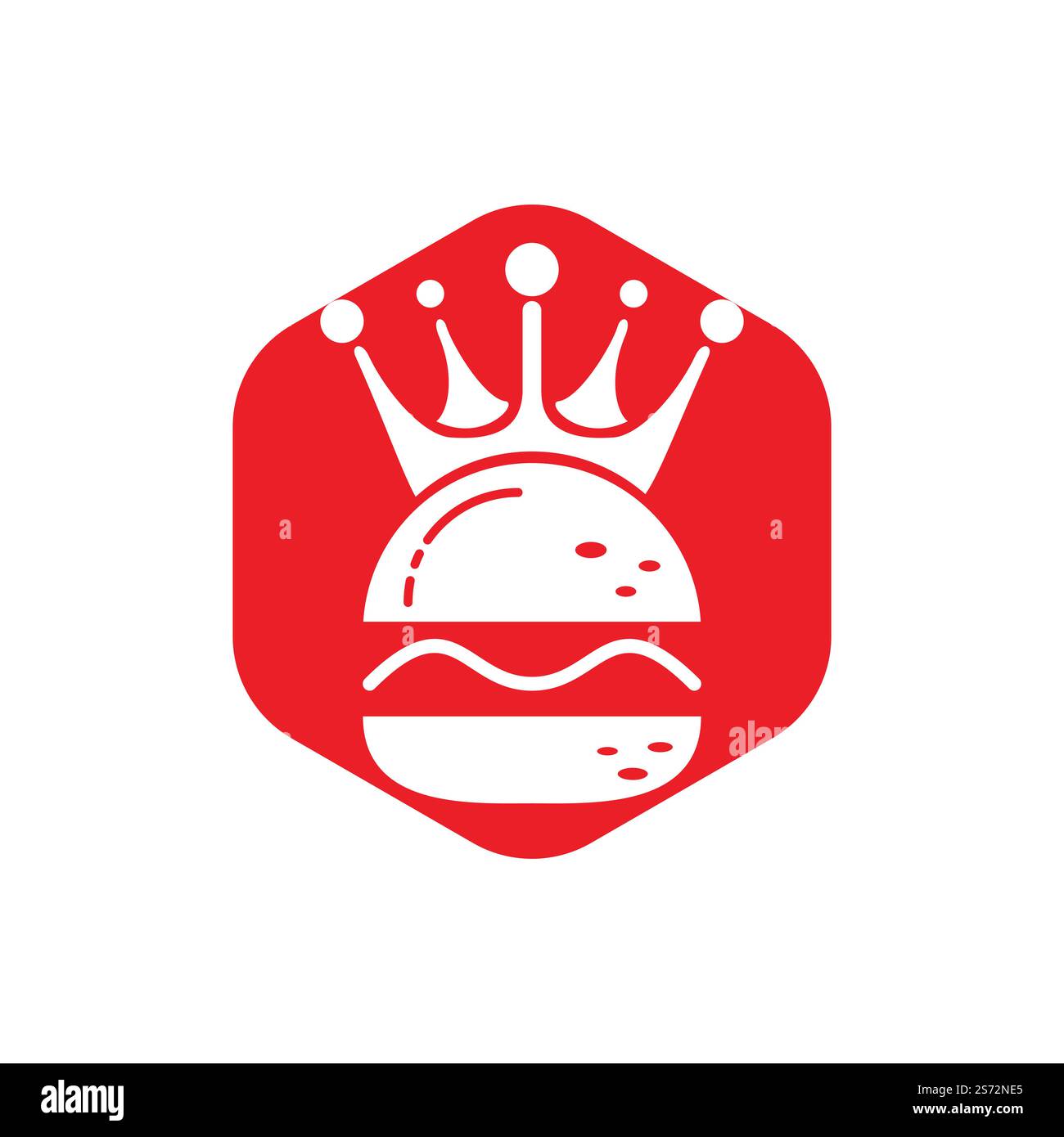 Logo Burger King Vector. Concept de Burger avec logo représentant une couronne. Illustration de Vecteur