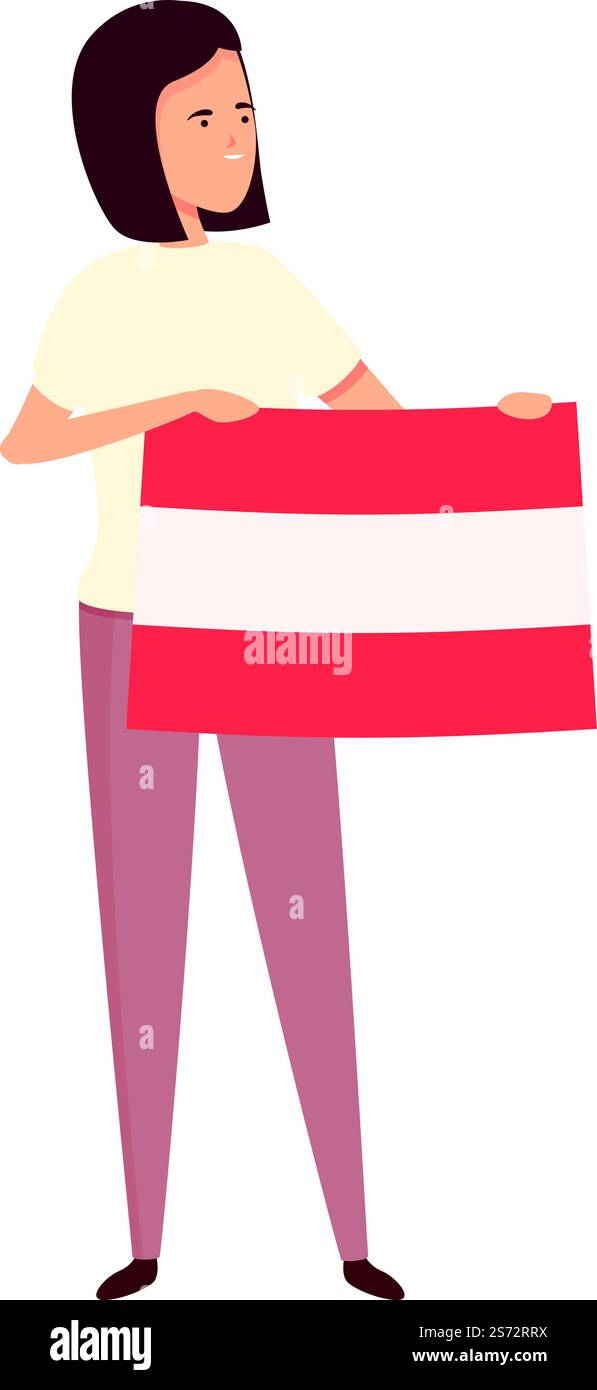 Fille avec vecteur de dessin animé d'icône de drapeau de l'Autriche. L'enfant du monde. Fille mignonne. Fille avec vecteur de dessin animé d'icône de drapeau de l'Autriche. L'enfant du monde Illustration de Vecteur