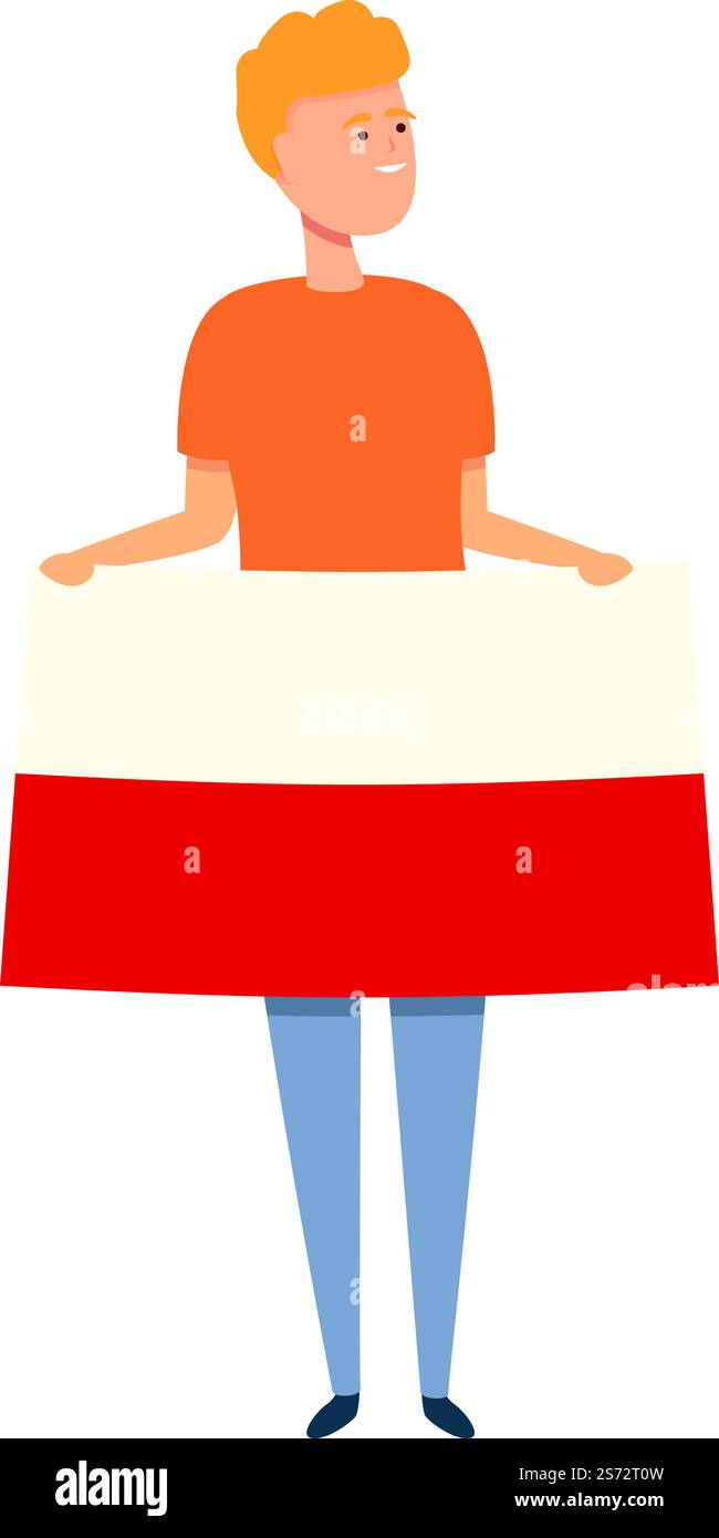 Garçon avec vecteur de dessin animé d'icône de drapeau de Pologne. Enfant enfant. World Boy. Garçon avec vecteur de dessin animé d'icône de drapeau de Pologne. Enfant enfant Illustration de Vecteur