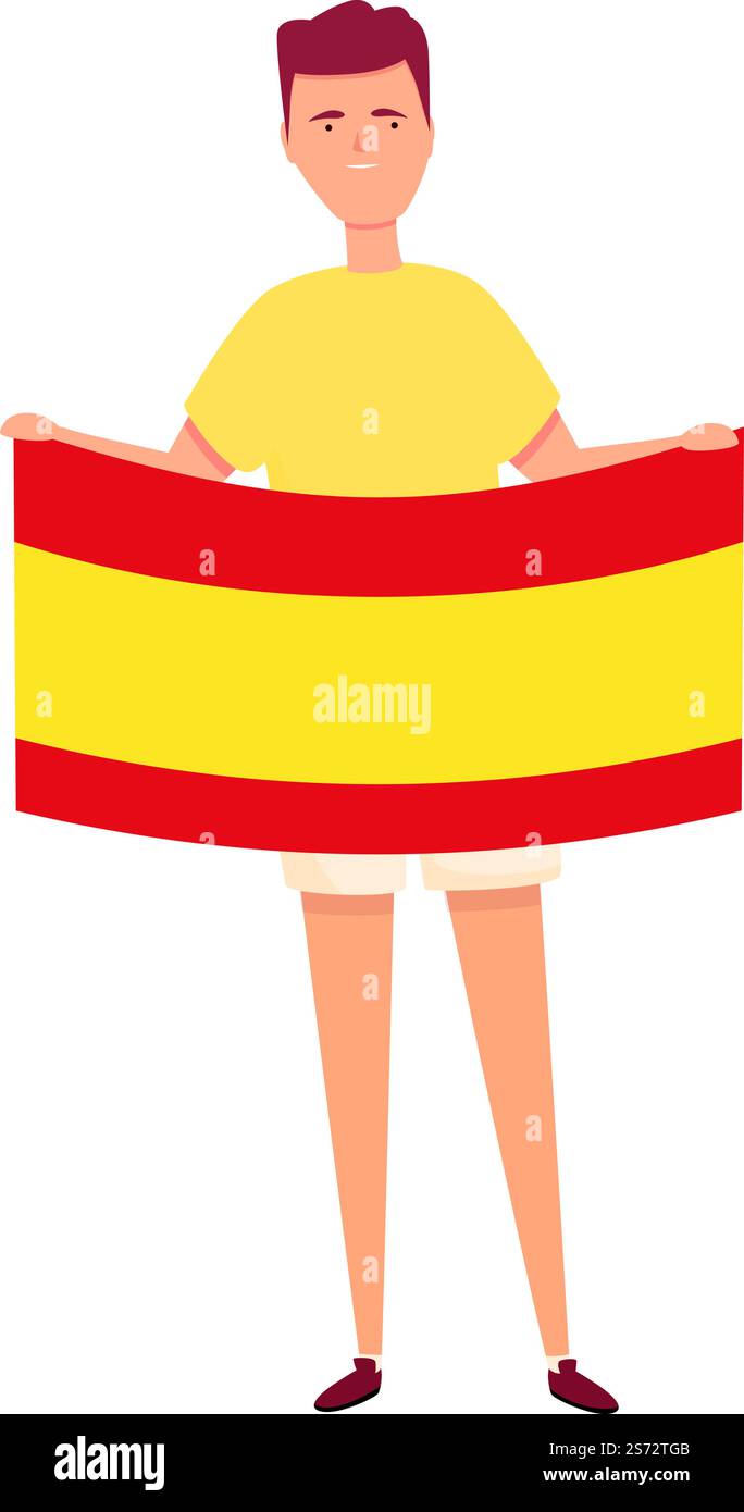 Garçon avec vecteur de dessin animé d'icône de drapeau de l'Espagne. Le monde de l'enfant. Mignon garçon. Garçon avec vecteur de dessin animé d'icône de drapeau de l'Espagne. Le monde de l'enfant Illustration de Vecteur