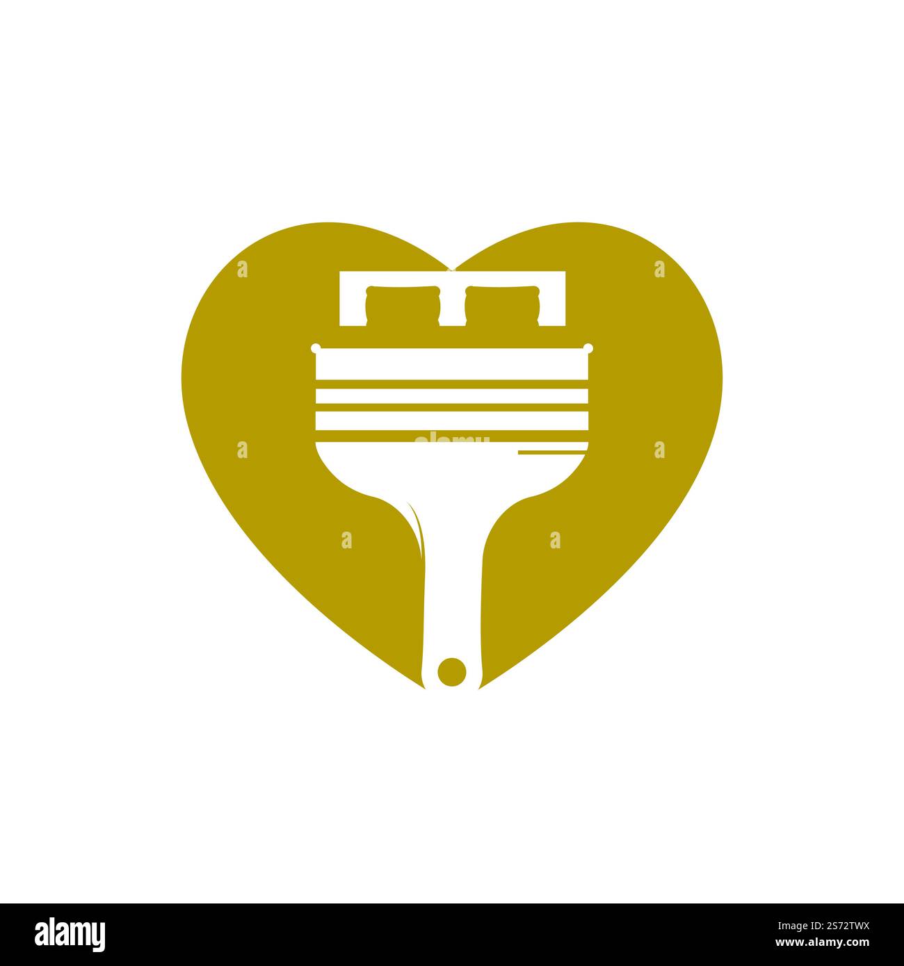 Motif pinceau et logo représentant une icône de lit. Modèle de logo unique pour l'intérieur et le mobilier. Illustration de Vecteur