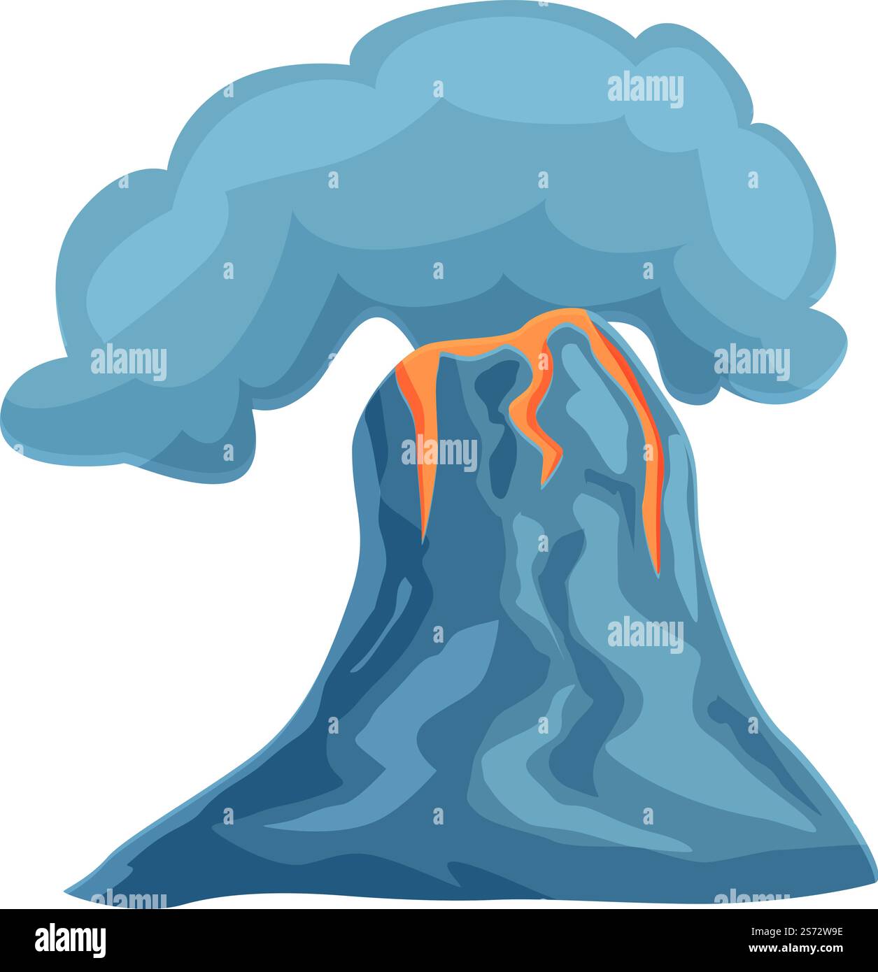 Vecteur de dessin animé d'icône de section volcanique. Éruption volcanique. Fumée insulaire. Vecteur de dessin animé d'icône de section volcanique. Éruption volcanique Illustration de Vecteur