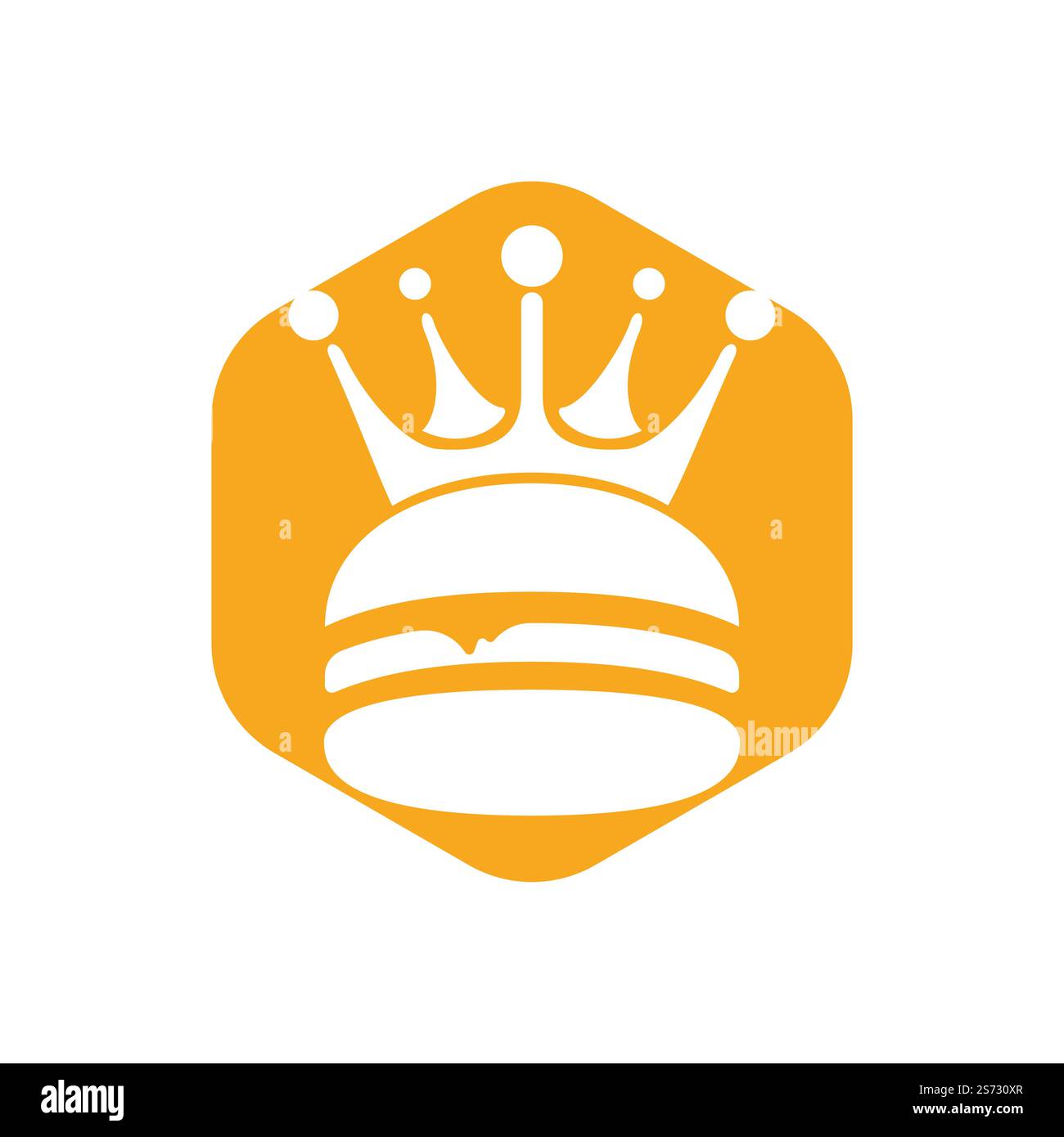 Logo Burger King Vector. Concept de Burger avec logo représentant une couronne. Illustration de Vecteur