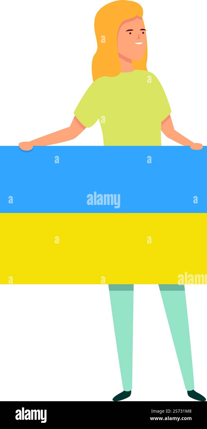 Fille avec vecteur de dessin animé d'icône de drapeau de l'Ukraine. L'enfant du monde. Girl Kid. Fille avec vecteur de dessin animé d'icône de drapeau de l'Ukraine. L'enfant du monde Illustration de Vecteur
