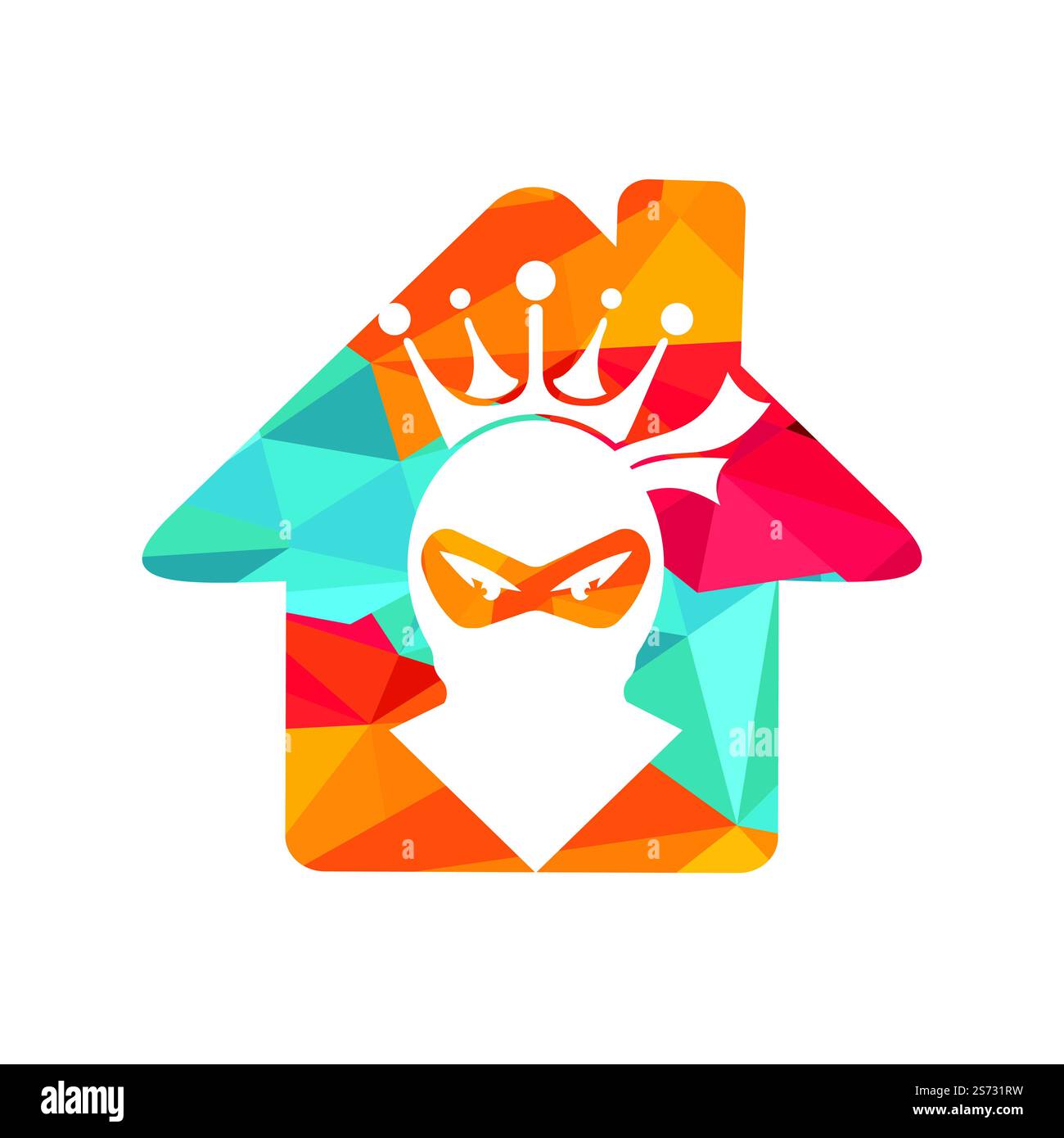 Logo King Ninja Vector. Logo Crown combiné avec ninja et House. Illustration de Vecteur