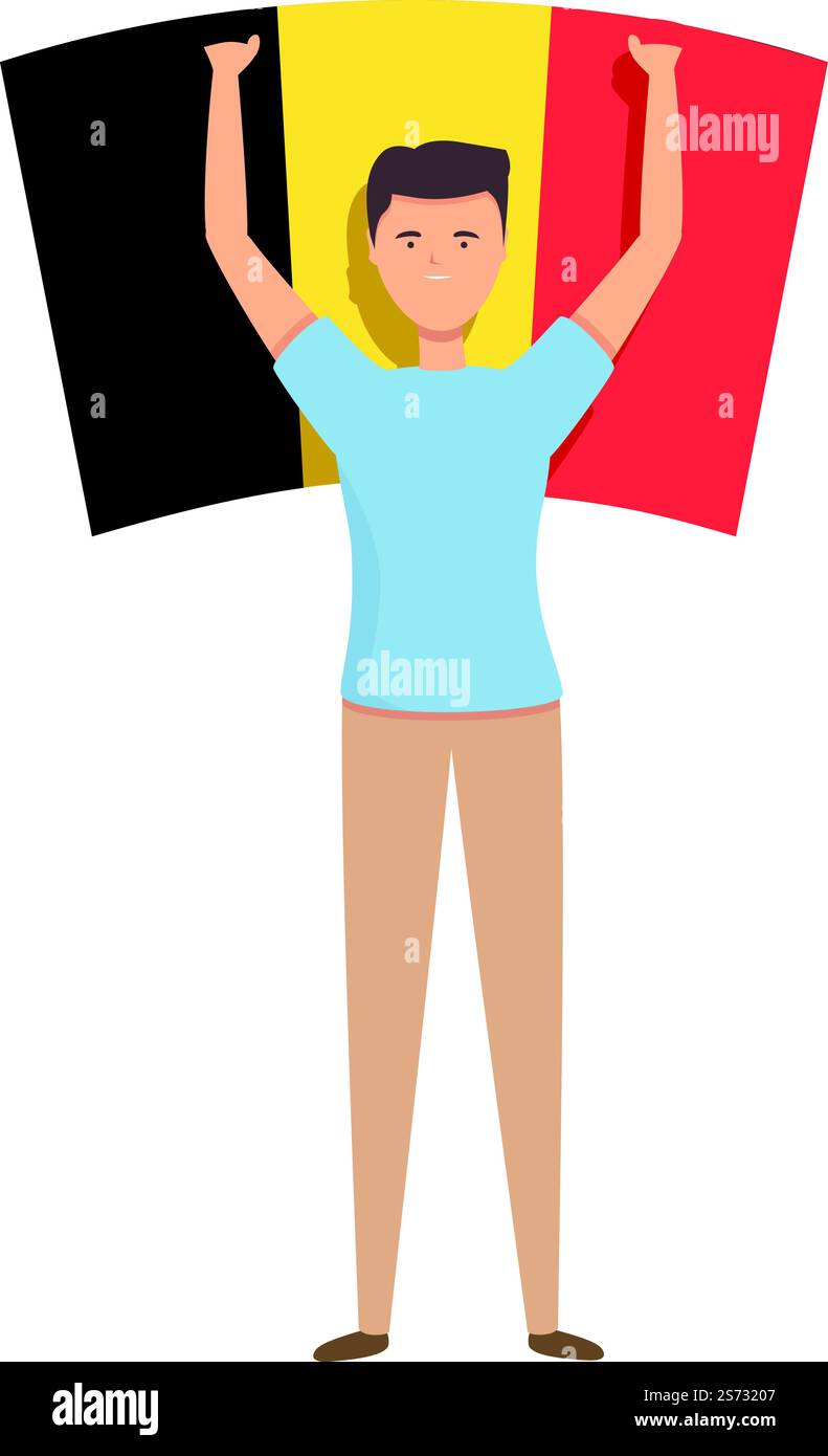Garçon avec vecteur de dessin animé d'icône de drapeau de Belgique. L'enfant du monde. Pays mignon. Garçon avec vecteur de dessin animé d'icône de drapeau de Belgique. L'enfant du monde Illustration de Vecteur