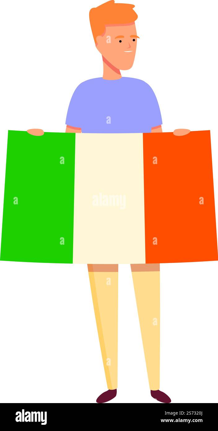 Garçon avec vecteur de dessin animé d'icône de drapeau de l'Irlande. Enfant mignon. Journée mondiale. Garçon avec vecteur de dessin animé d'icône de drapeau de l'Irlande. Enfant mignon Illustration de Vecteur