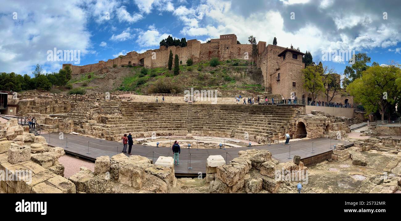 Théâtre romain et Alzaba à Málaga, Espagne Banque D'Images