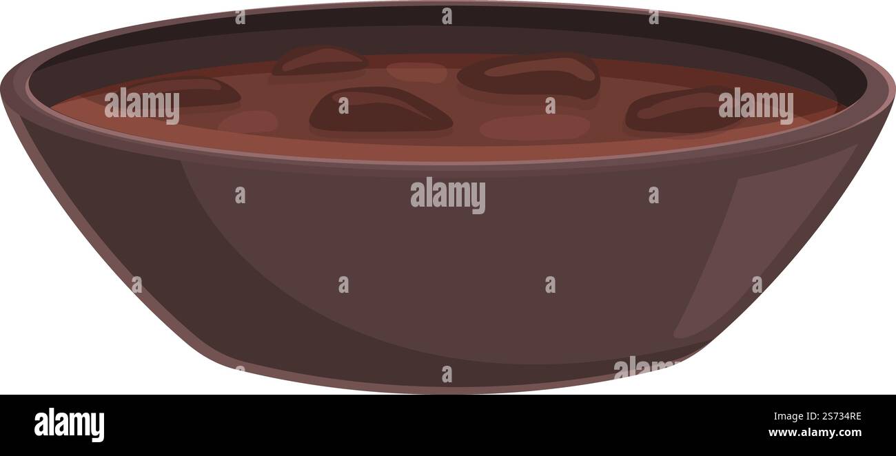 Vecteur de dessin animé d'icône de bol de soupe de haricots. Plat cuit au four. Nourriture brésilienne. Vecteur de dessin animé d'icône de bol de soupe de haricots. Plat cuit au four Illustration de Vecteur