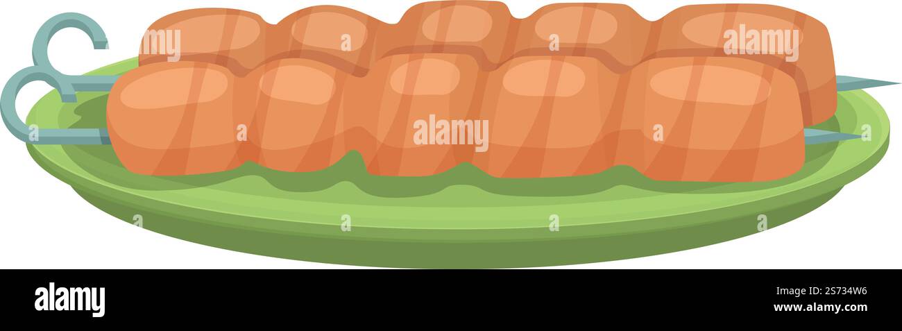 Vecteur de dessin animé d'icône bbq brésilien. Plat pour aliments. Riz cuit au four. Vecteur de dessin animé d'icône bbq brésilien. Plat pour aliments Illustration de Vecteur