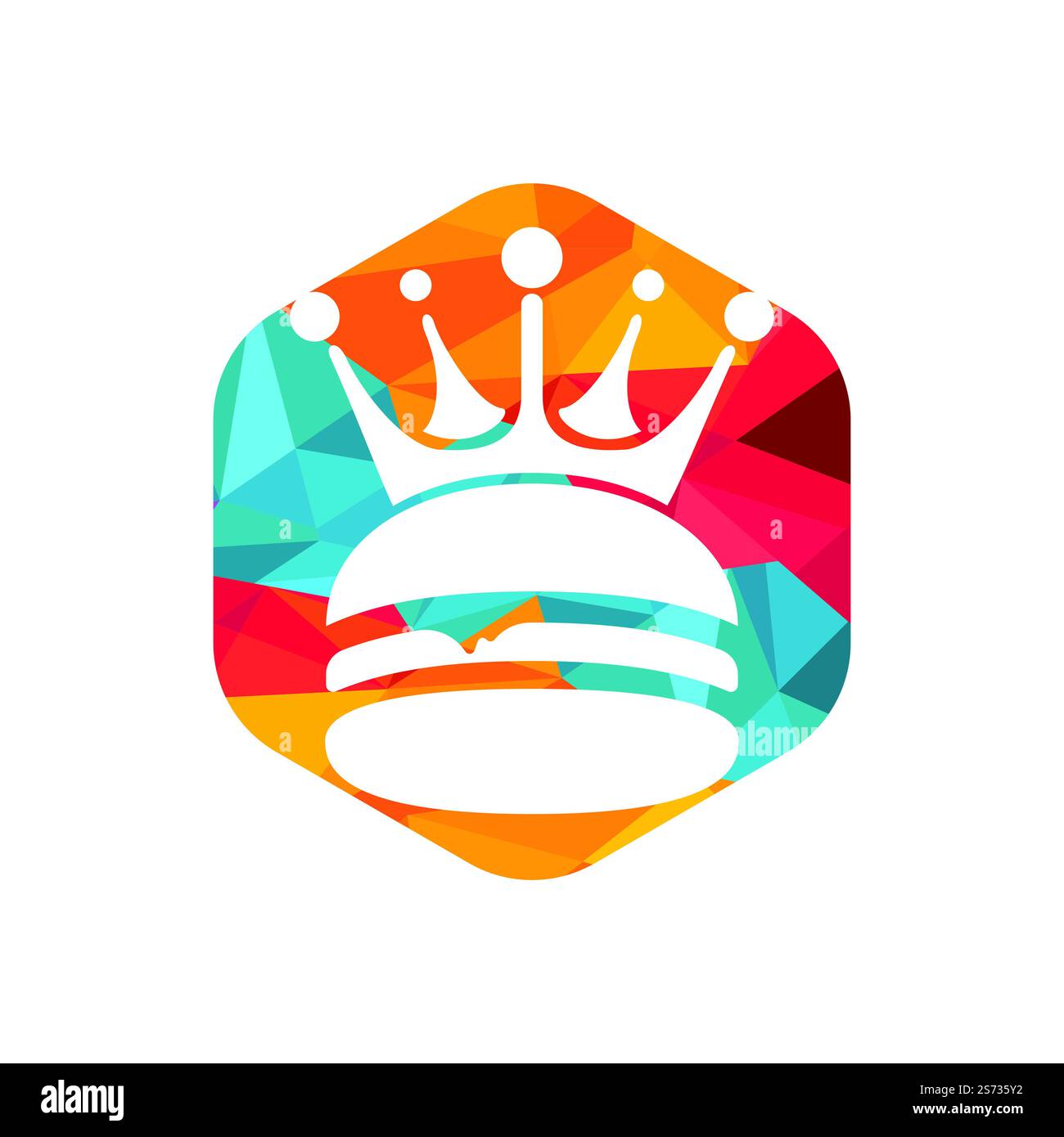Logo Burger King Vector. Concept de Burger avec logo représentant une couronne. Illustration de Vecteur