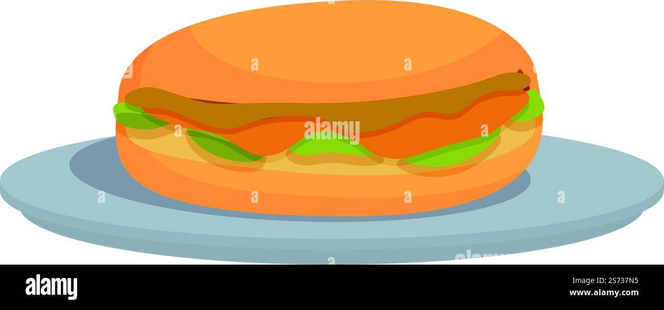 Vecteur de dessin animé d'icône de hamburger. Plat alimentaire. Plat cuit au four. Vecteur de dessin animé d'icône de hamburger. Plat alimentaire Illustration de Vecteur