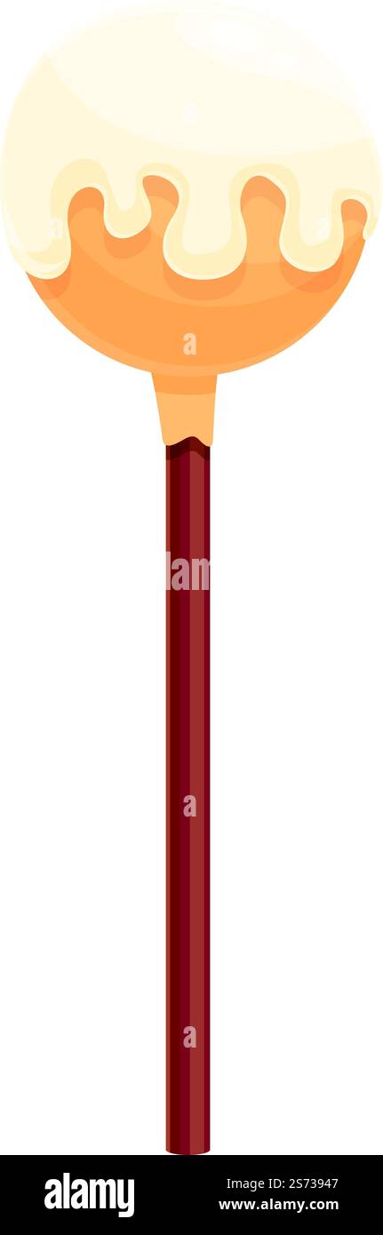Vecteur de dessin animé d'icône pop de gâteau au lait. Sucre bonbon. Bâton sucré. Vecteur de dessin animé d'icône pop de gâteau au lait. Sucre bonbon Illustration de Vecteur