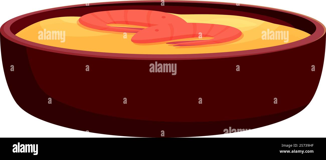 Vecteur de dessin animé d'icône de soupe de crevettes. Bol à viande. Légumes cuits. Vecteur de dessin animé d'icône de soupe de crevettes. Bol à viande Illustration de Vecteur