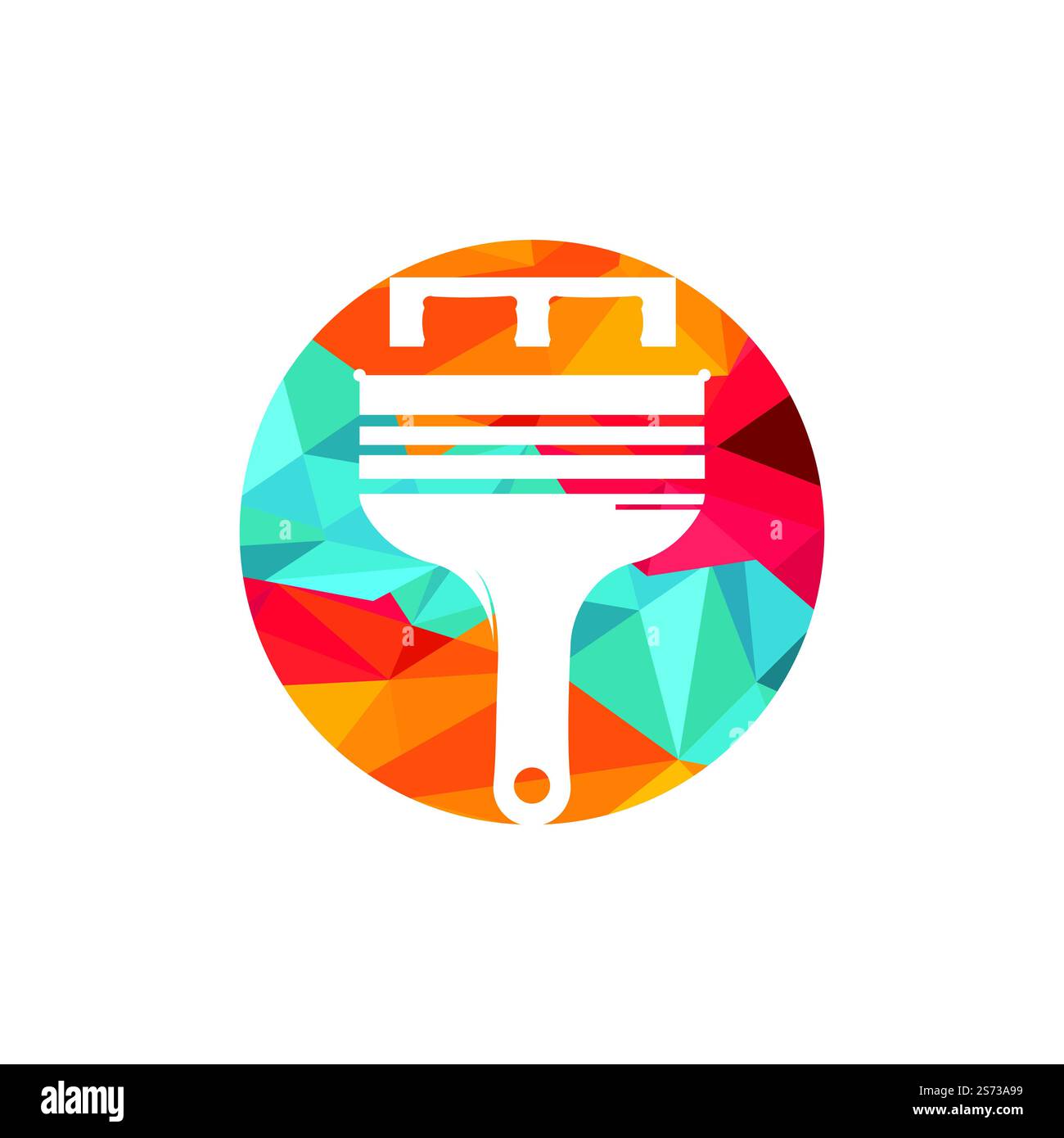 Motif pinceau et logo représentant une icône de lit. Modèle de logo unique pour l'intérieur et le mobilier. Illustration de Vecteur