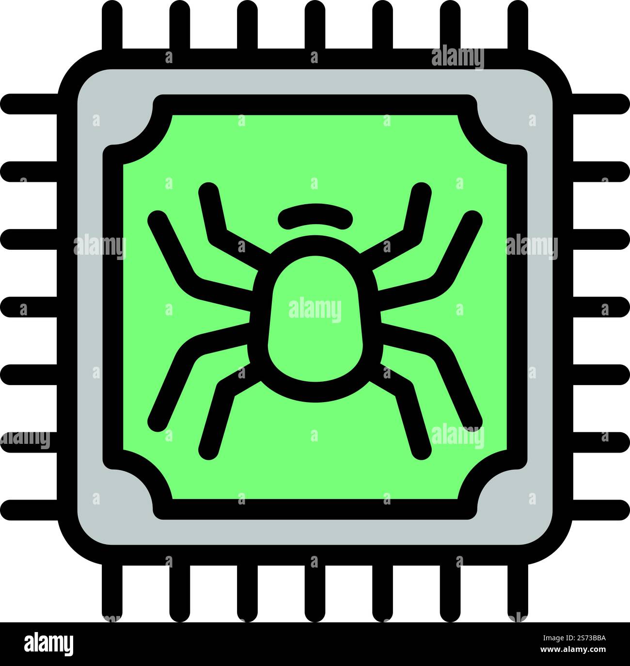 Vecteur de contour d'icône de bogue de processeur. Fraude virale. Cyberattaque. Vecteur de contour d'icône de bogue de processeur. Fraude virale Illustration de Vecteur