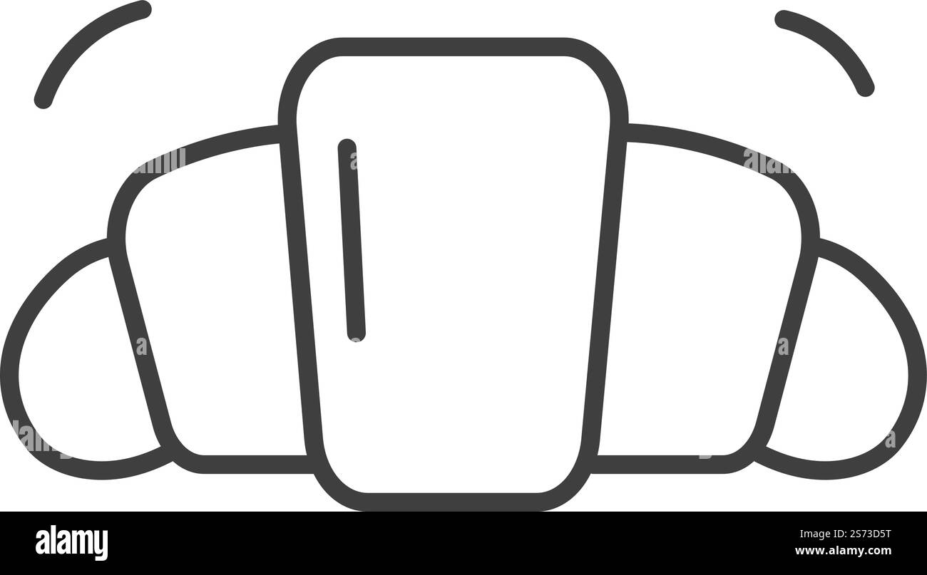 Croissant de boulangerie ou épicerie. Petit pain savoureux isolé composé d'ingrédients biologiques et naturels. Délicieuses pâtisseries et confiseries du marché. Logotype d'art au trait, vecteur dans le style plat.. Logotype de boulangerie, croissants desserts sucrés Illustration de Vecteur