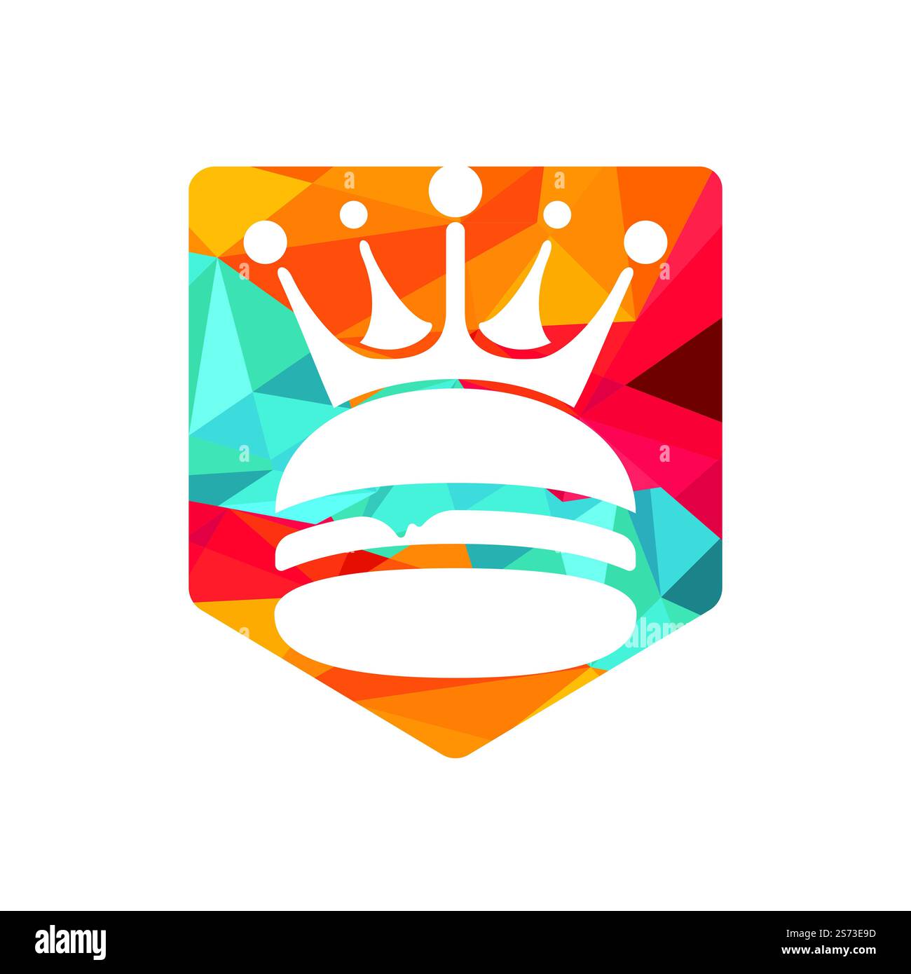 Logo Burger King Vector. Concept de Burger avec logo représentant une couronne. Illustration de Vecteur