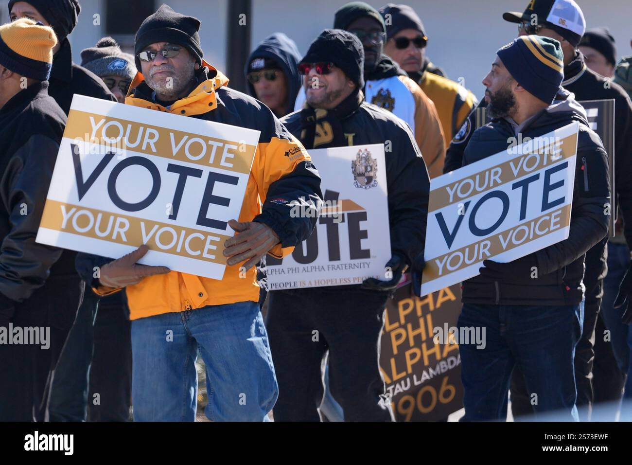 Members of the Alpha Phi Alpha fraternity march in the 36th annual Dr ...