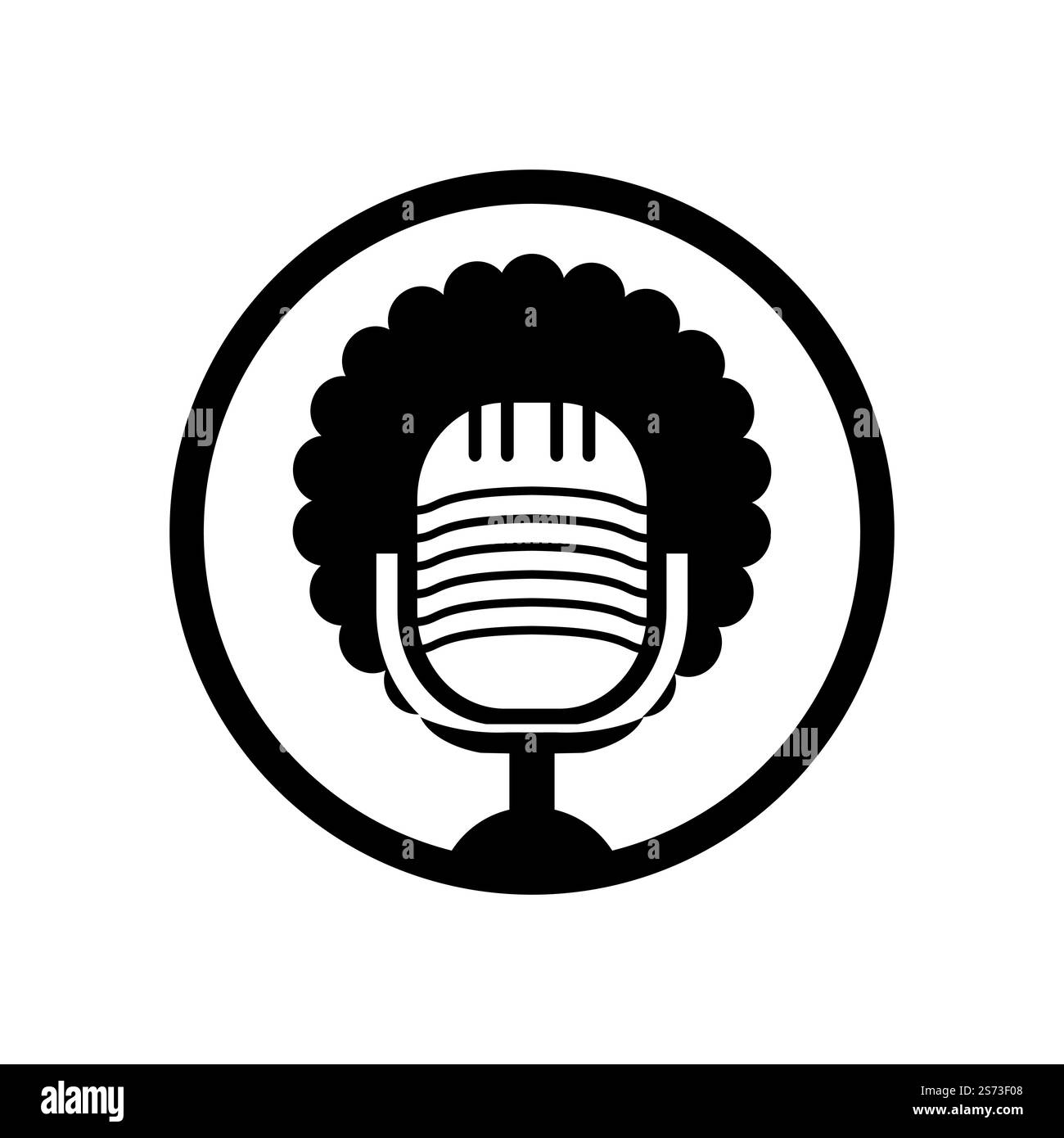 Logo de podcast Black People Vector. Tête noire avec logo de microphone de cheveux afro. Illustration de Vecteur Logo de podcast Black People Vector. Tête noire avec logo de microphone de cheveux afro. Illustration de Vecteur