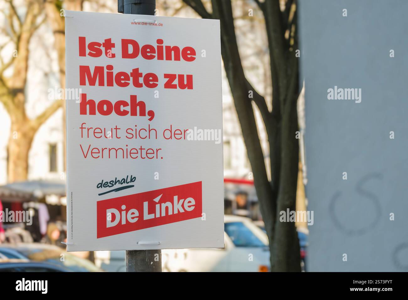 Affiche électorale pour Die Linke dans le quartier Nippes de Cologne Banque D'Images