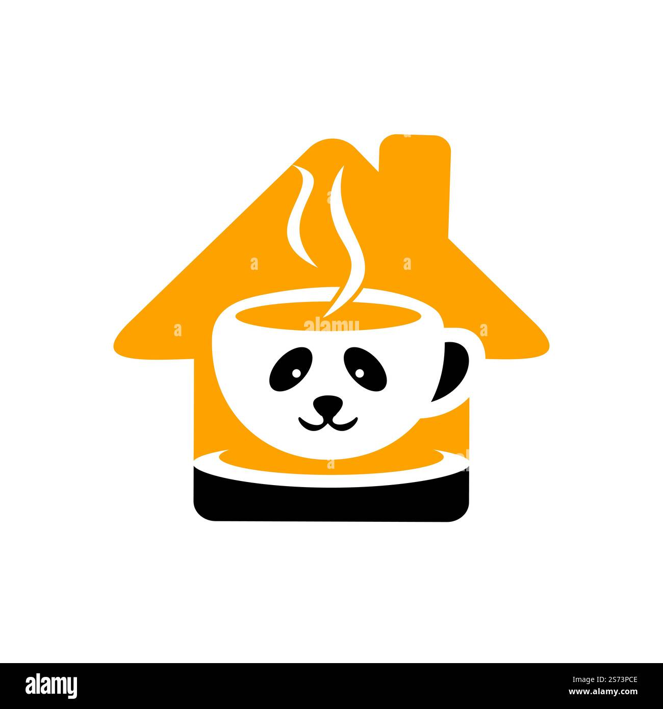 Modèle de conception du logo Panda Coffee Vector. Concept du logo du café-restaurant ou du restaurant. Illustration de Vecteur