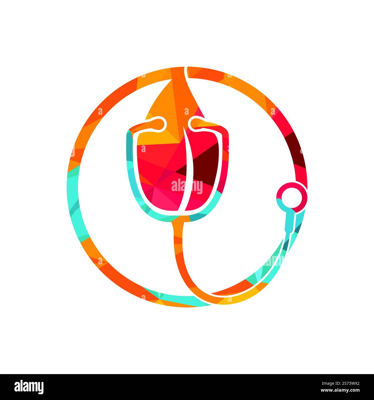 Design du logo vecteur stéthoscope santé. Stéthoscope avec motif vectoriel d'icône de feuille. Illustration de Vecteur