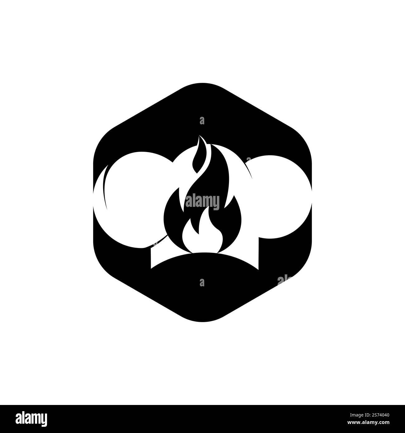 Modèle de conception de logo de chapeau de chef chaud. Chapeau de chef et logo d'icône de feu. Illustration de Vecteur