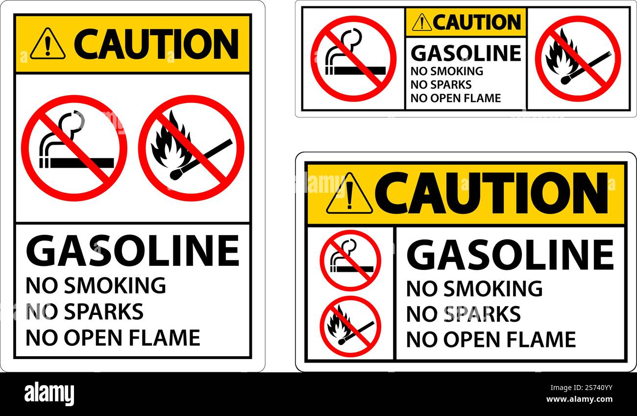 Attention essence ne pas fumer étincelles ou flammes nues Illustration de Vecteur