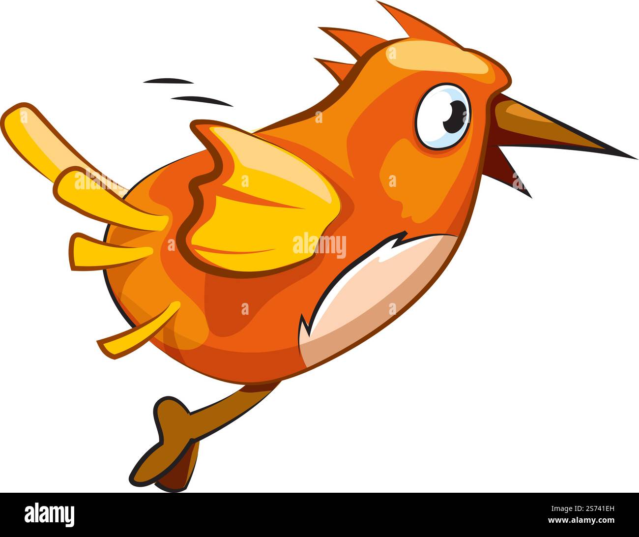 Oiseau orange. Robin volant. Personnage de dessin animé mignon isolé sur fond blanc. Oiseau orange. Robin volant. Personnage de dessin animé mignon Illustration de Vecteur