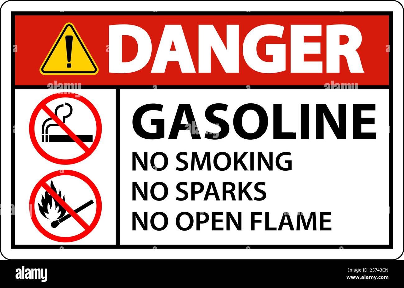 Danger essence ne pas fumer étincelles ou flammes nues Illustration de Vecteur