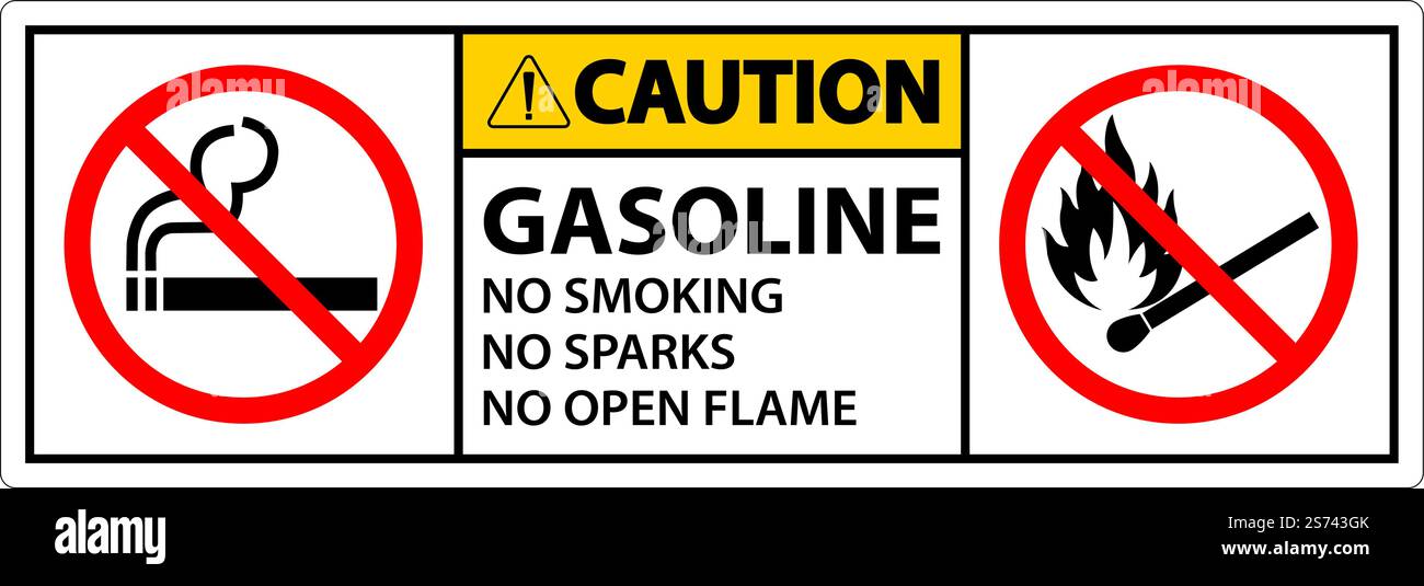 Attention essence ne pas fumer étincelles ou flammes nues Illustration de Vecteur