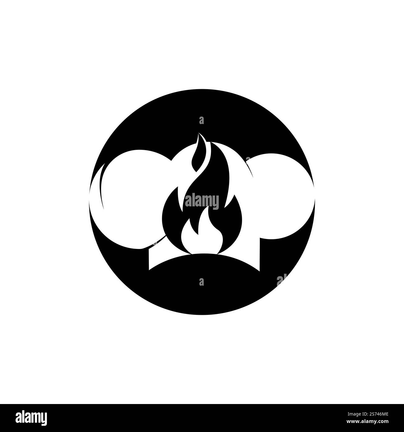 Modèle de conception de logo de chapeau de chef chaud. Chapeau de chef et logo d'icône de feu. Illustration de Vecteur
