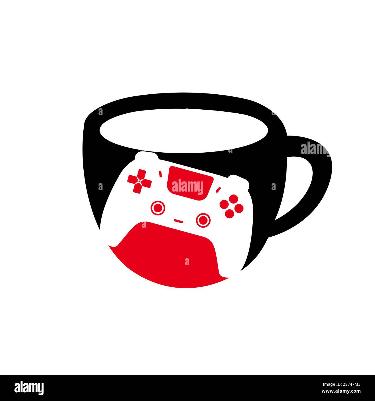 Modèle de conception du logo vecteur du café gamer. Illustration de Vecteur