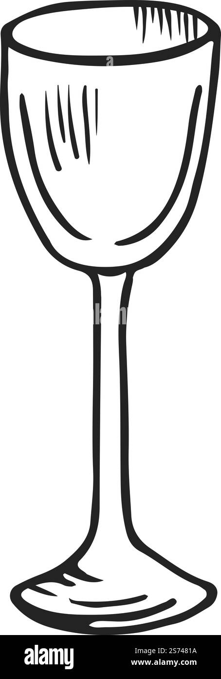 Croquis de verre tulipe à boire. Icône de verrerie de vin isolé sur fond blanc. Croquis de verre tulipe à boire. Icône de verre à vin Illustration de Vecteur