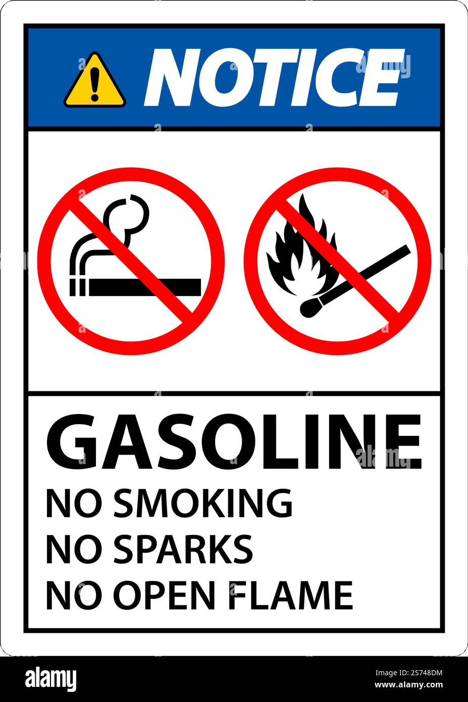 Avertissement essence ne pas fumer étincelles ou flammes nues Illustration de Vecteur