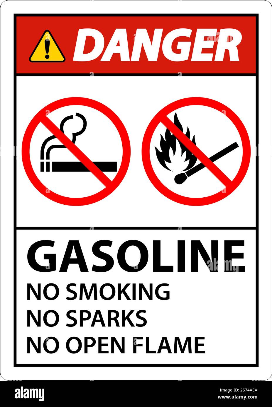 Danger essence ne pas fumer étincelles ou flammes nues Illustration de Vecteur