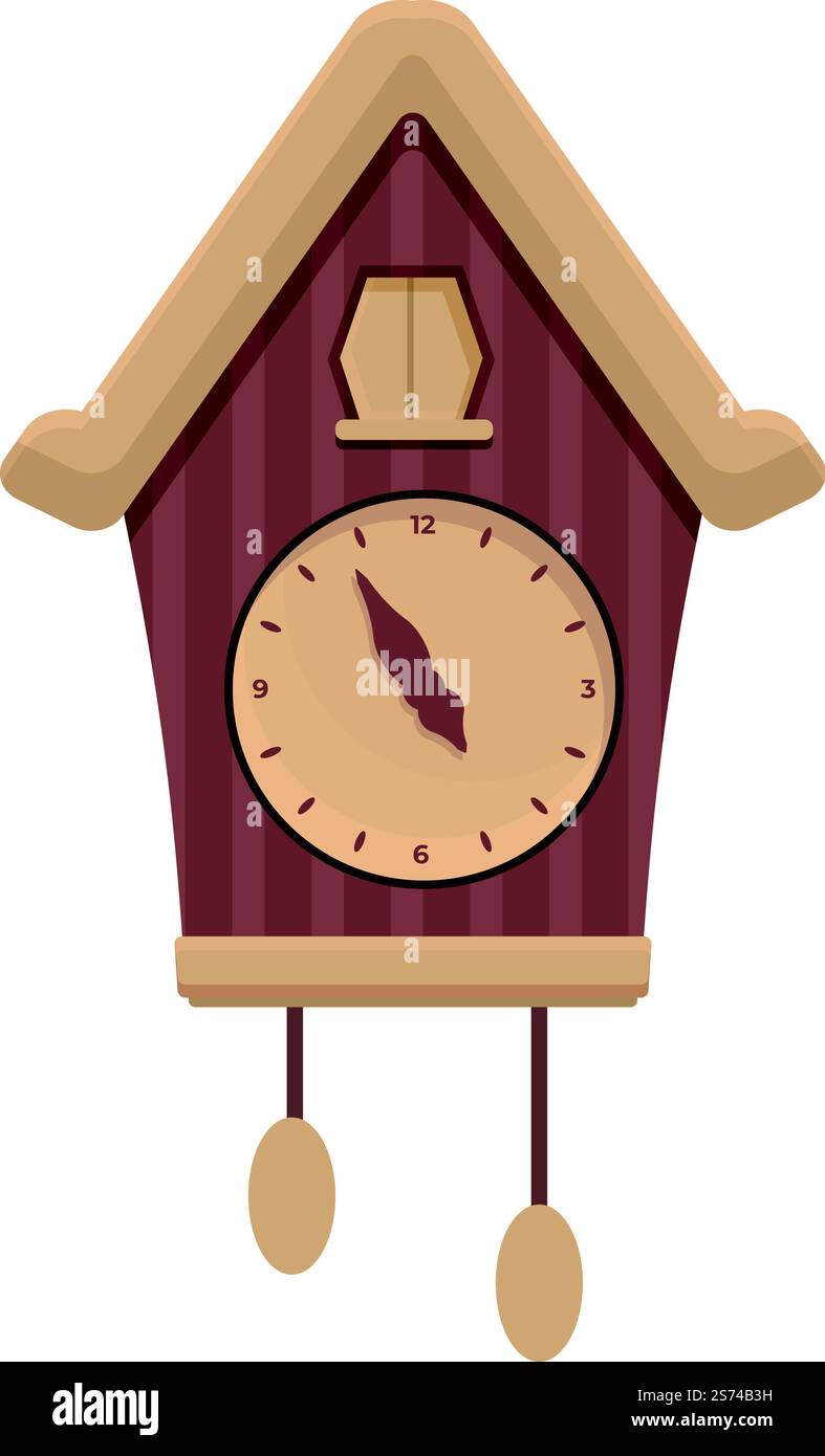 Vecteur de dessin animé Wood Cuckoo Clock Icon. Regarder l'heure. Horloge oiseau. Vecteur de dessin animé Wood Cuckoo Clock Icon. Regarder l'heure Illustration de Vecteur