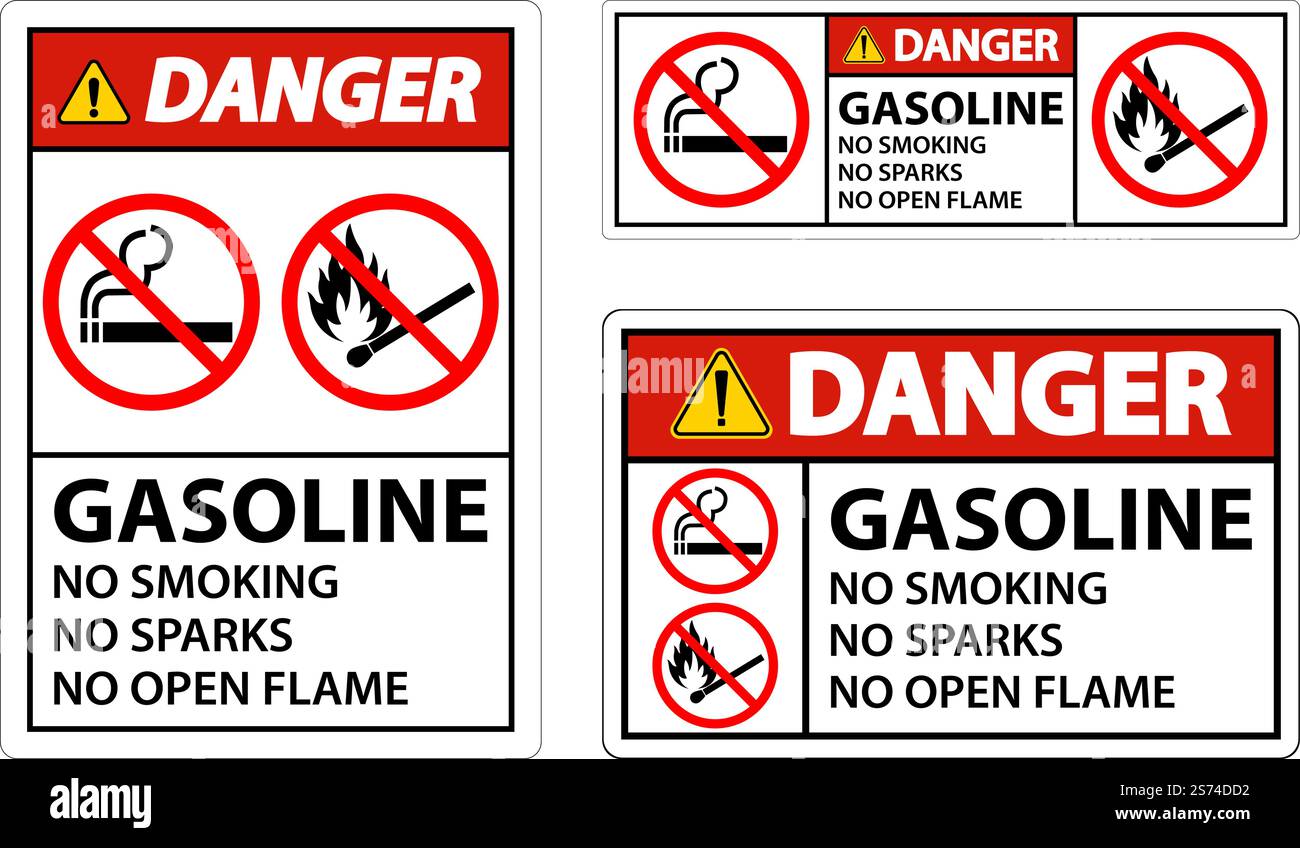 Danger essence ne pas fumer étincelles ou flammes nues Illustration de Vecteur