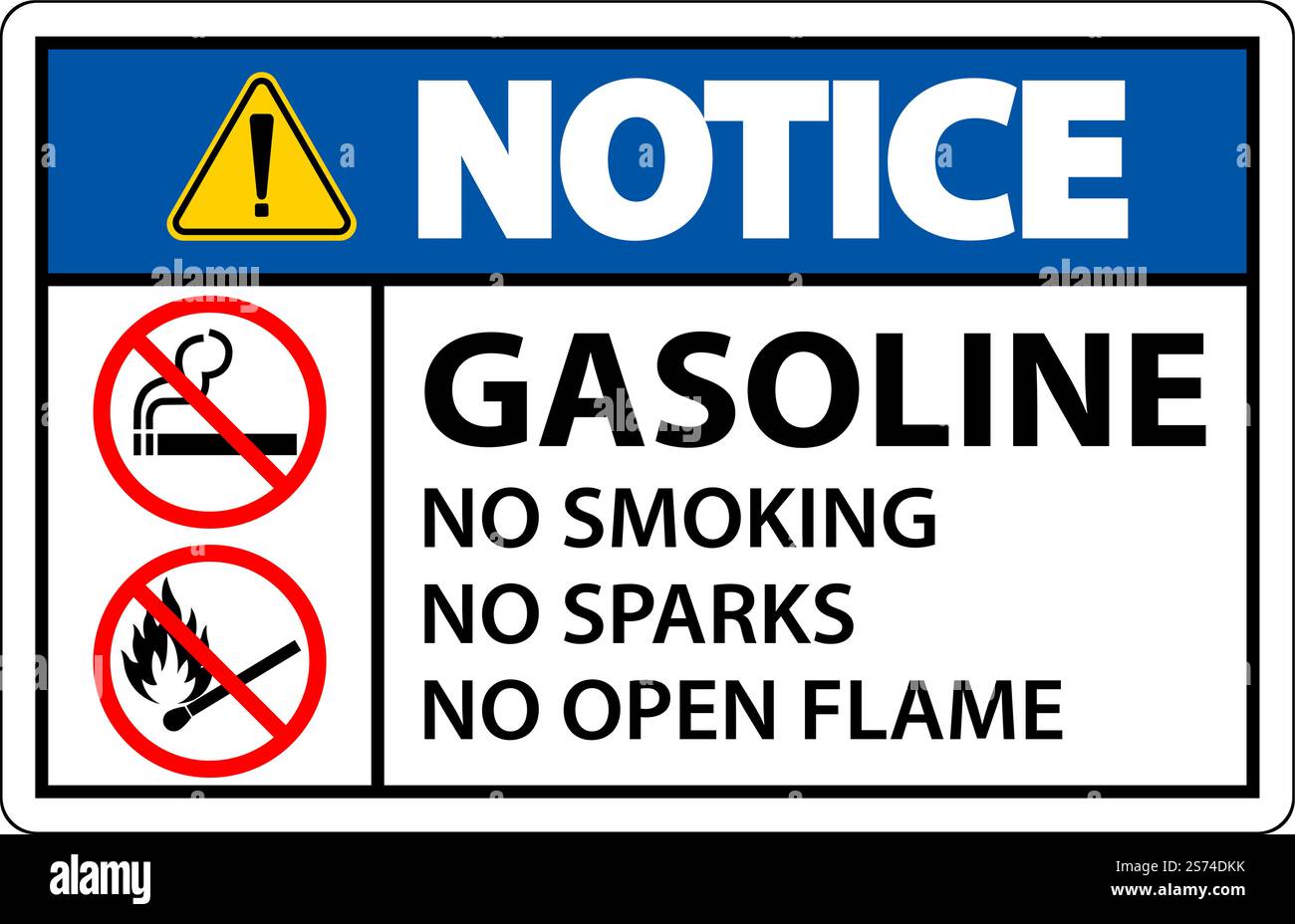 Avertissement essence ne pas fumer étincelles ou flammes nues Illustration de Vecteur